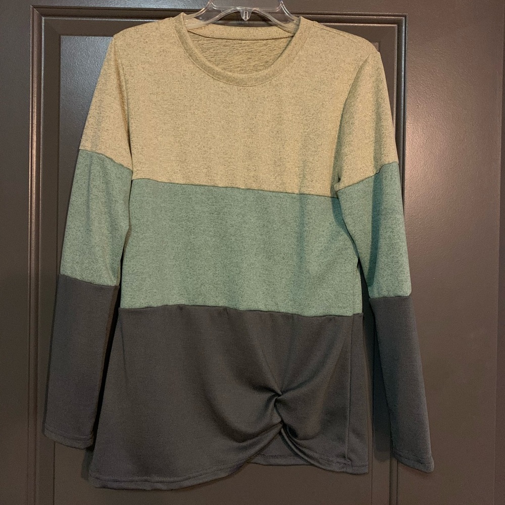 Color Block Front Tie Sweater